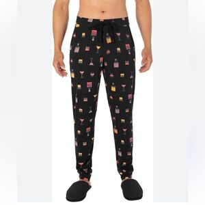 [L]Saxx Black Men's Graphic Print Snooze Pant Elastic Cuffs